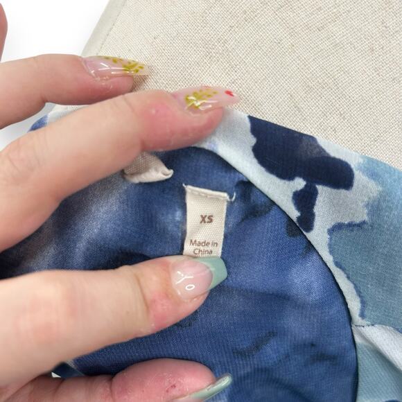 Soft Surroundings Top Size XS Blue Tunic Tank Boho Watercolor Layered Blouaw - Picture 11 of 12